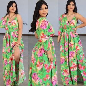 Floral Green Maxi Dress